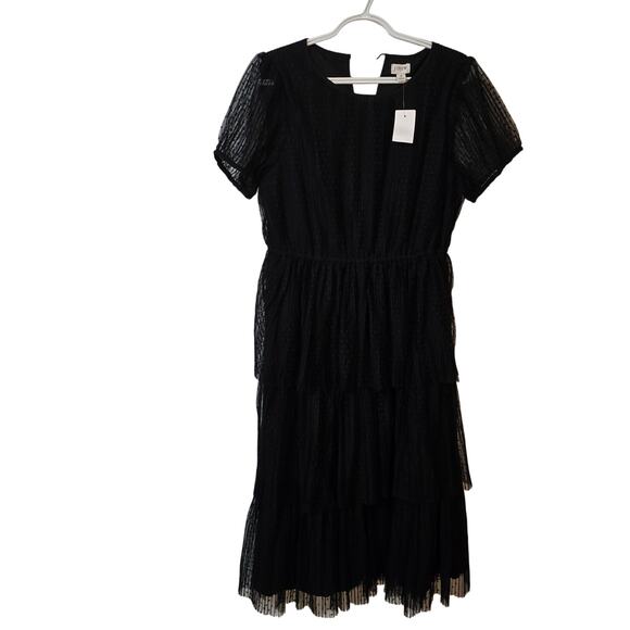 NWT J Crew Pleated Flock-Dot Puff-Sleeve Dress - Picture 5 of 10